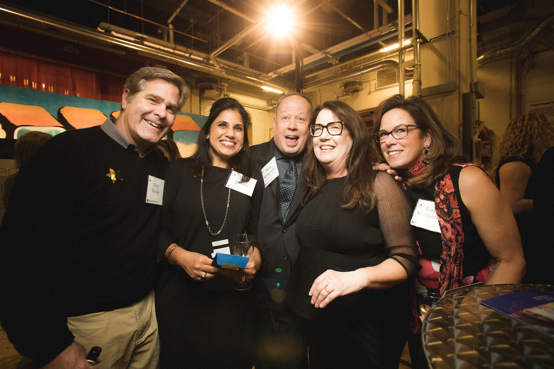 Emmy award-winning actress and alumna Ann Dowd with Theatre School Board Chair Brian Montgomery and his guests.