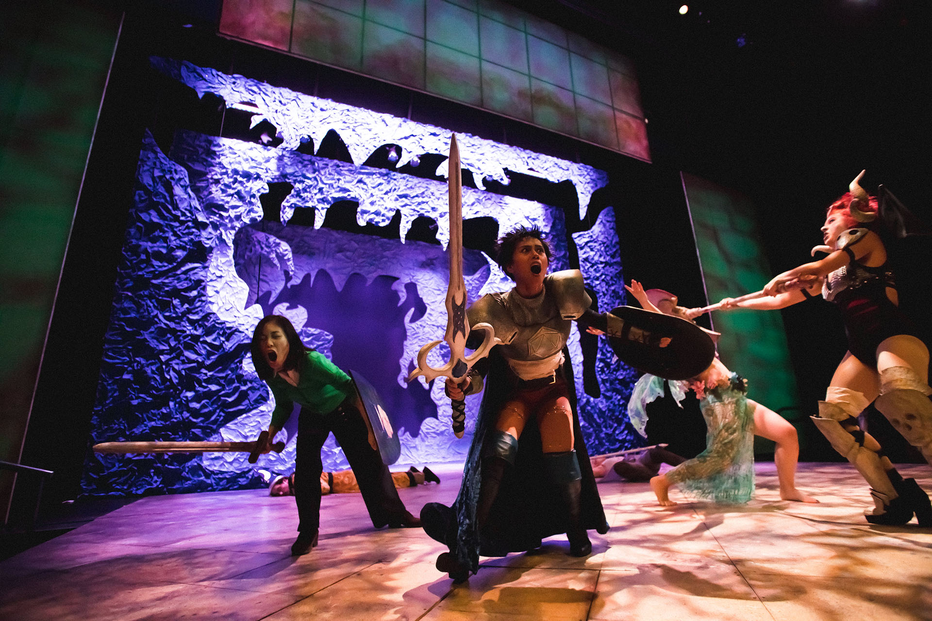 Cast members from She Kills Monsters performing as part of the evening’s program in the Dr. John R. and Joyce L. Watts Theatre.